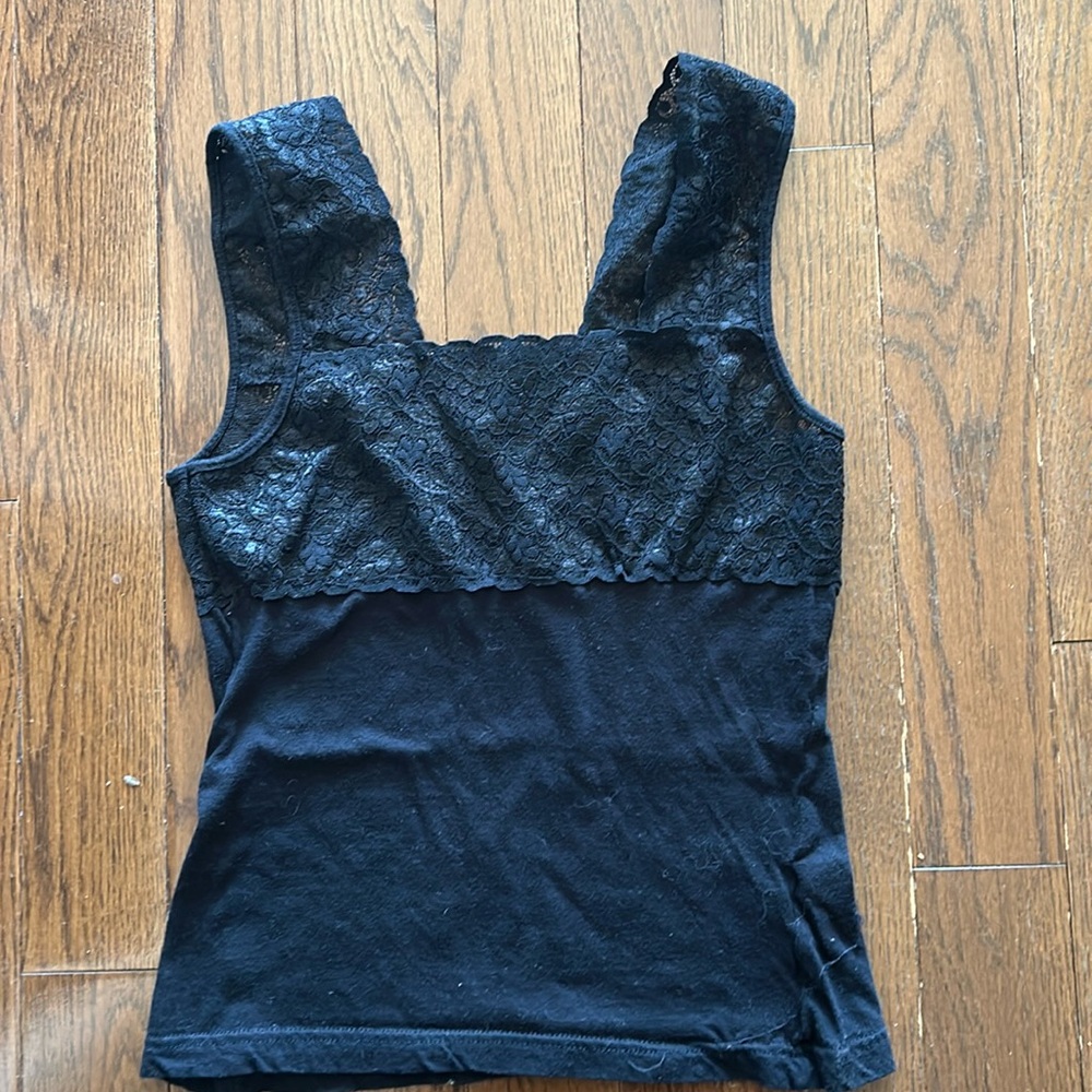 2/$15- Black Cotton Lace Camisole - Size S